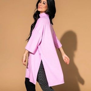 LALA Original Icon Mock Neck Top in Bubblegum